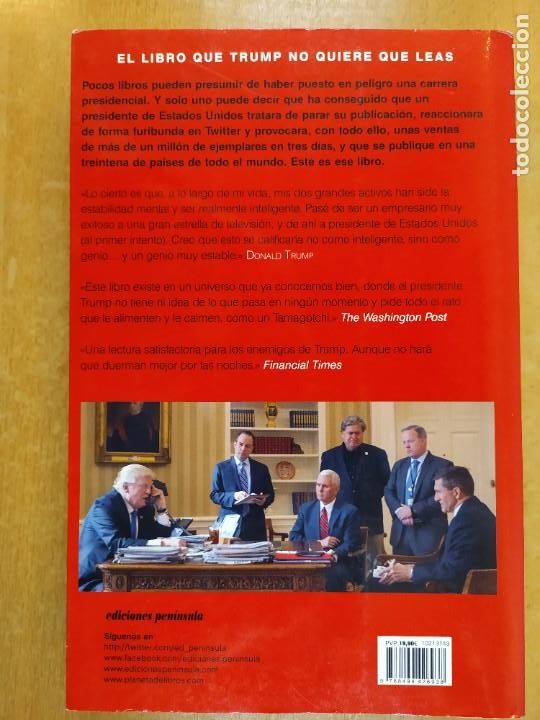 Libros de segunda mano: FUEGO Y FURIA / MICHAEL WOLFF / 1&ordf;ed. 2018. PENINSULA - Foto 4