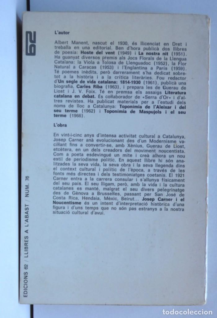 Libros de segunda mano: Josep Carner i el Noucentisme - Albert MANENT - Foto 2