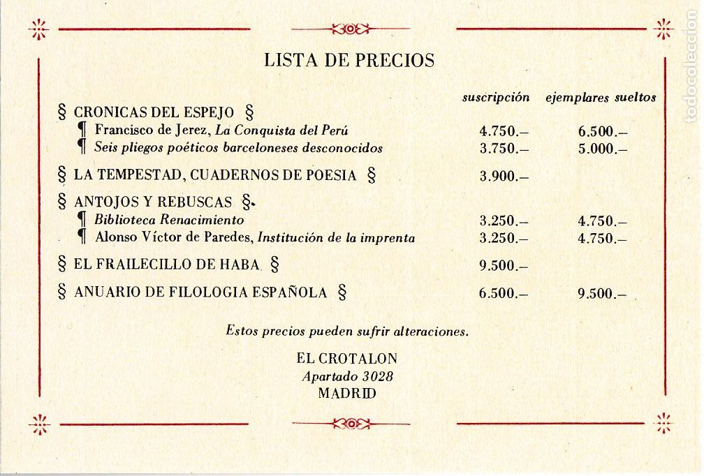 Libros de segunda mano: Cat&aacute;logo de algunos libros de El Crotal&oacute;n . 1 - 1984 - Foto 3