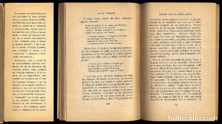 Libros de segunda mano: VALVERDE, Jos&eacute; M&ordf;. Estudios sobre la palabra po&eacute;tica. 1952. - Foto 3