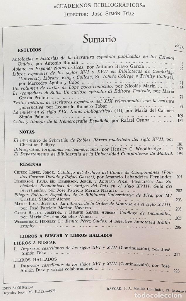 Libros de segunda mano: CUADERNOS BIBLIOGR&Aacute;FICOS N&ordm; 32 (CSIC 1975) SIN USAR - Foto 2