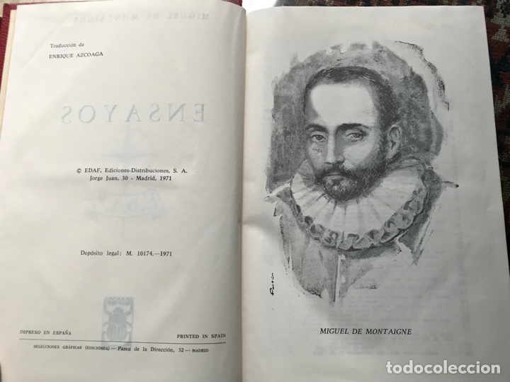 Libros de segunda mano: Michel de Montaigne. Ensayos completos. EDAF 1971 - Foto 3