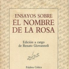 Libros de segunda mano: ENSAYOS SOBRE EL NOMBRE DE LA ROSA, RENATO GIOVANNOLI