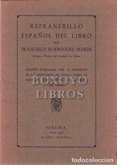 Libros de segunda mano: RODR&Iacute;GUEZ MAR&Iacute;N, Francisco. Refranerillo espa&ntilde;ol del libro - Foto 1