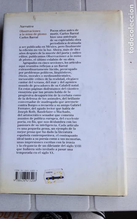 Libros de segunda mano: Observaciones a la mina de plomo - Barral, Carlos. - Foto 3
