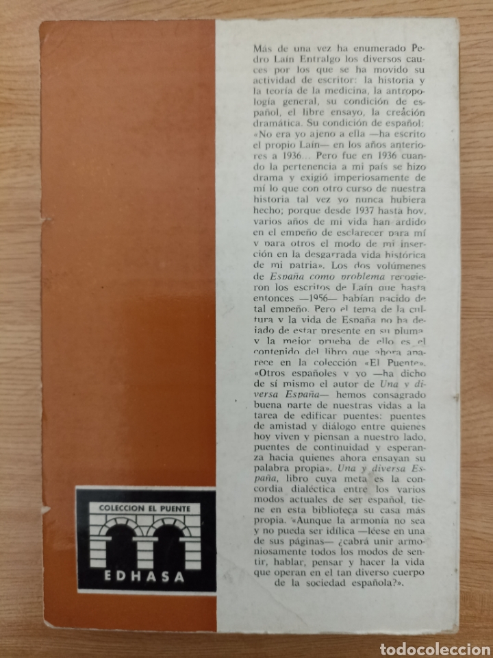Libros de segunda mano: Una y diversa Espa&ntilde;a. Pedro La&iacute;n Entralgo. Edhasa, 1968. - Foto 2