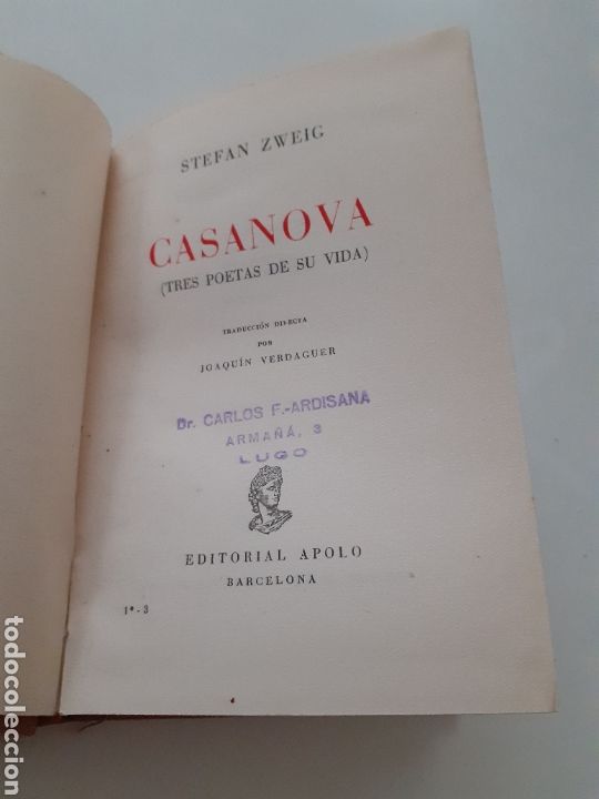 Libros de segunda mano: Casanova, Stefan Zweig, 1951 - Foto 1
