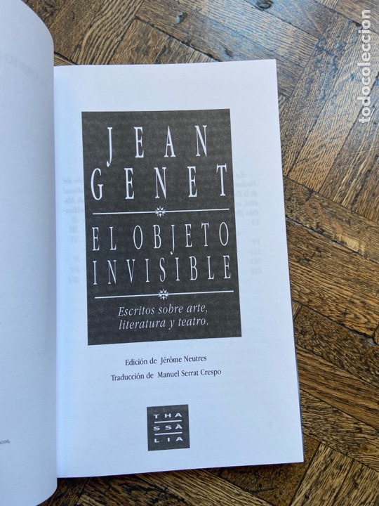 Libros de segunda mano: El objeto invisible - Jean Genet - Thass&agrave;lia (1997) - Foto 3