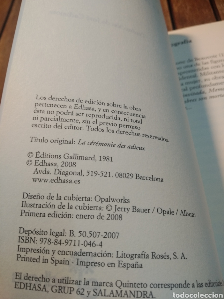 Libros de segunda mano: Simone de beauvoir. La ceremonia del adios. Quinteto. Edhasa - Foto 2