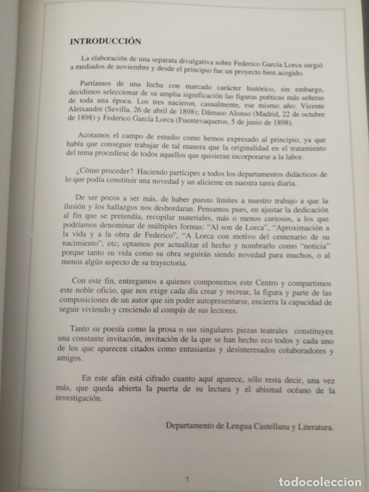 Libros de segunda mano: LORCA: 1898-1998. NOTICIA DE UN CENTENARIO - Foto 4