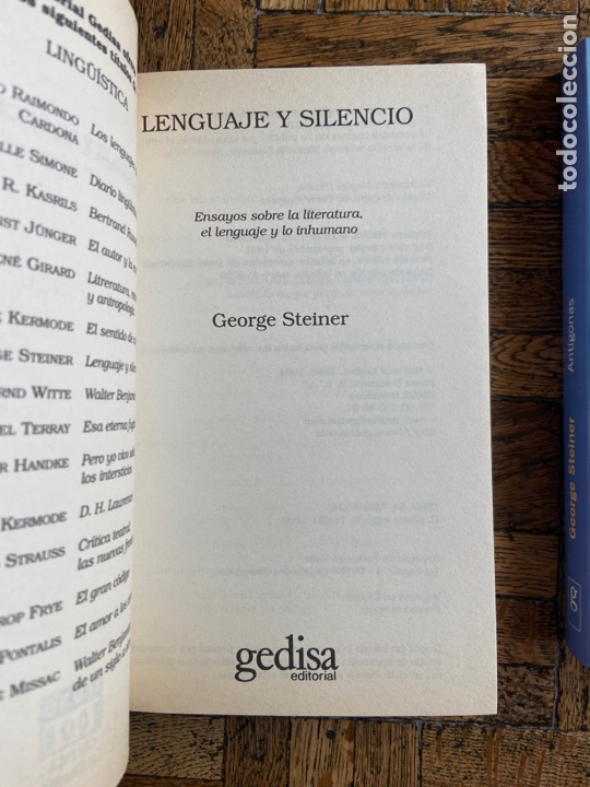Libros de segunda mano: Ant&iacute;gonas + Lenguaje y silencio - George Steiner - Gedisa (2000) - Foto 10