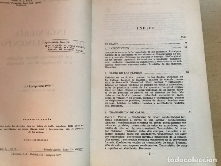 Libros de segunda mano: Ingenier&iacute;a de los alimentos. R. L. Earle. Muy dif&iacute;cil - Foto 3