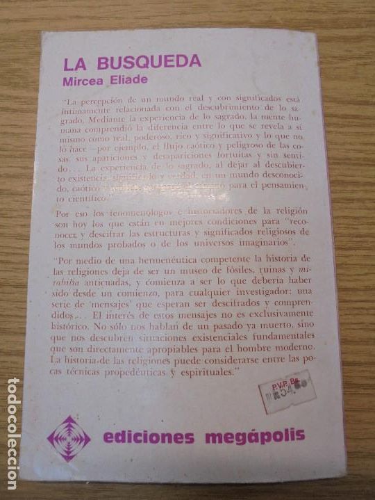 Libros de segunda mano: LA BUSQUEDA. MIRCEA ELIADE. EDICIONES MEGAPOLIS. EDITORIAL LA AURORA 1971 - Foto 13