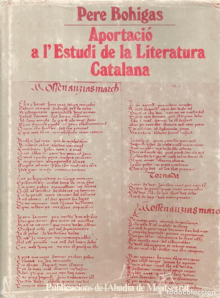 Second hand books: APORTACI&Oacute; A L'ESTUDI DE LA LITERATURA CATALANA-Pere Bohigas