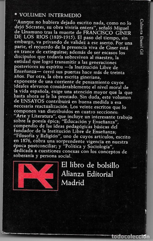 Libros de segunda mano: Francisco Giner de los R&iacute;os . Ensayos - Foto 2
