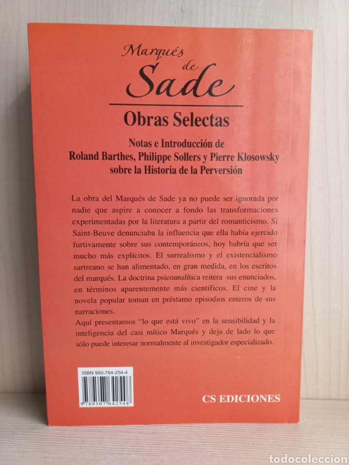 Libros de segunda mano: Obras Selectas Marqu&eacute;s de Sade. CS Ediciones, 2005. - Foto 3