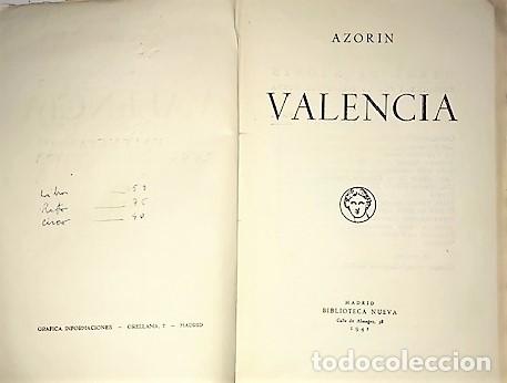 Libros de segunda mano: JOSE MARTINEZ RUIZ &rdquo;AZORIN&rdquo; ... VALENCIA ... 1941 - Foto 2