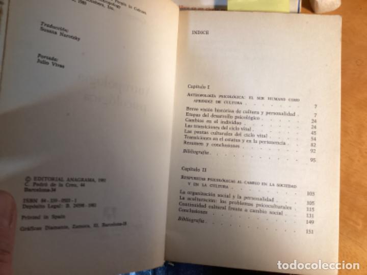 Libros de segunda mano: Antropolog&iacute;a Psicol&oacute;gica. George Devos. Editorial Anagrama. 1981 - Foto 3