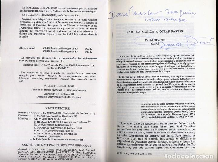 Libros de segunda mano: DEVOTO, Daniel. Con la m&uacute;sica a otras partes. 1991. - Foto 2