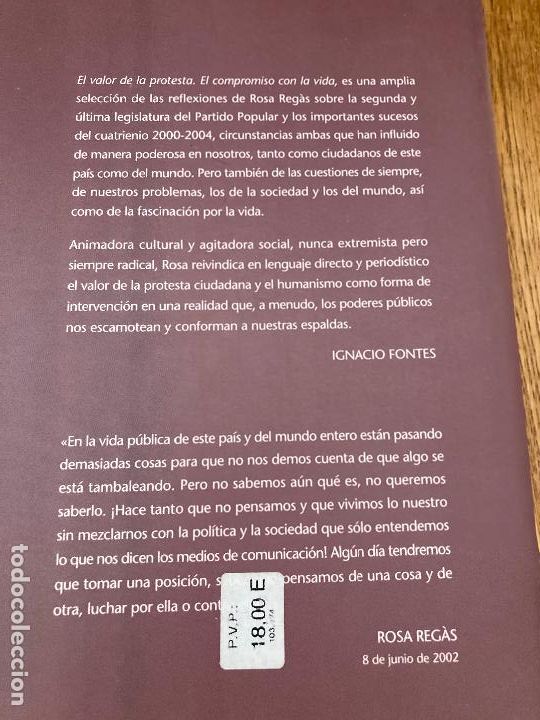 Libros de segunda mano: EL VALOR DE LA PROTESTA - ROSA REGAS - ICARIA / LA MIRADA ESFERICA - Foto 3