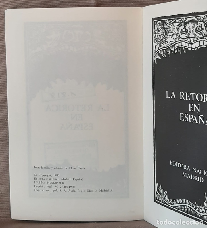 Libros de segunda mano: La ret&oacute;rica en Espa&ntilde;a. Elena Casas. - Foto 3