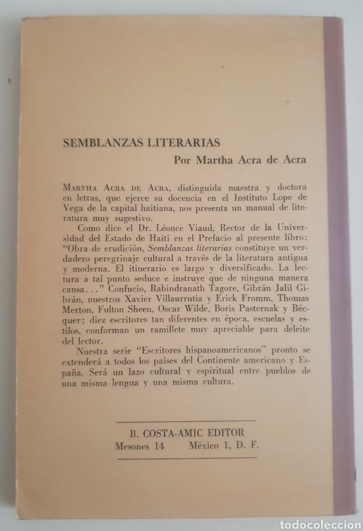 Libros de segunda mano: Semblanzas literarias Martha Acra de Acra - Foto 2