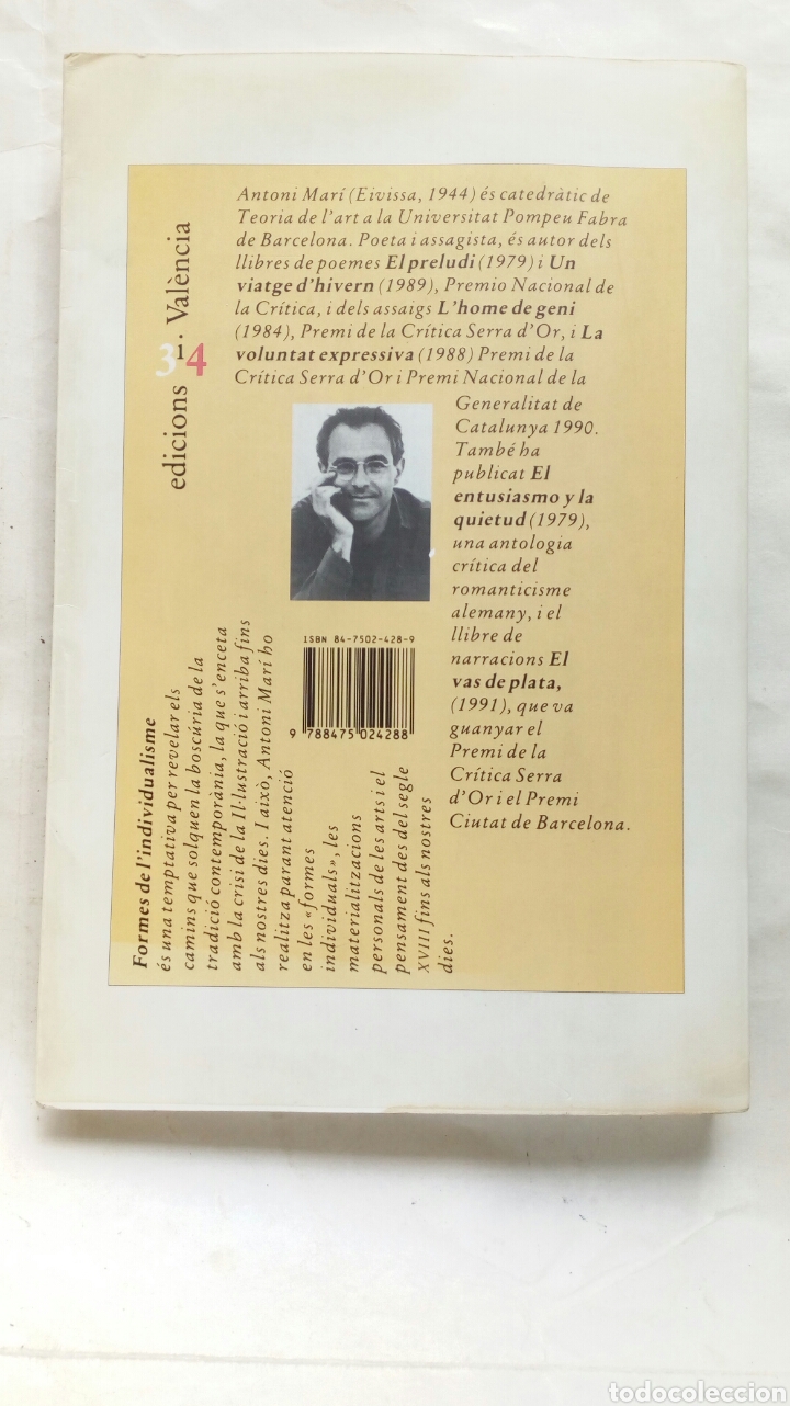 Libros de segunda mano: Formes de lindividualisme. Antoni Mar&iacute;. - Foto 2