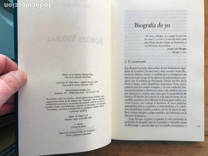 Libros de segunda mano: PILAR BRAVO Y MARIO PAOLETTI. BORGES VERBAL. - Foto 3
