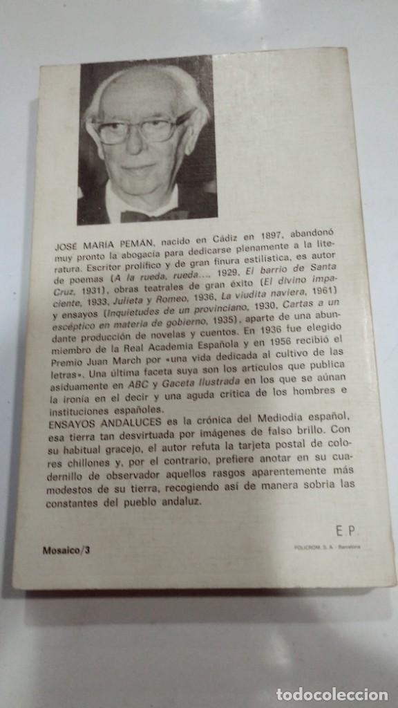 Libros de segunda mano: Ensayos Andaluces Jos&eacute; Mar&iacute;a Pem&aacute;n - Foto 2