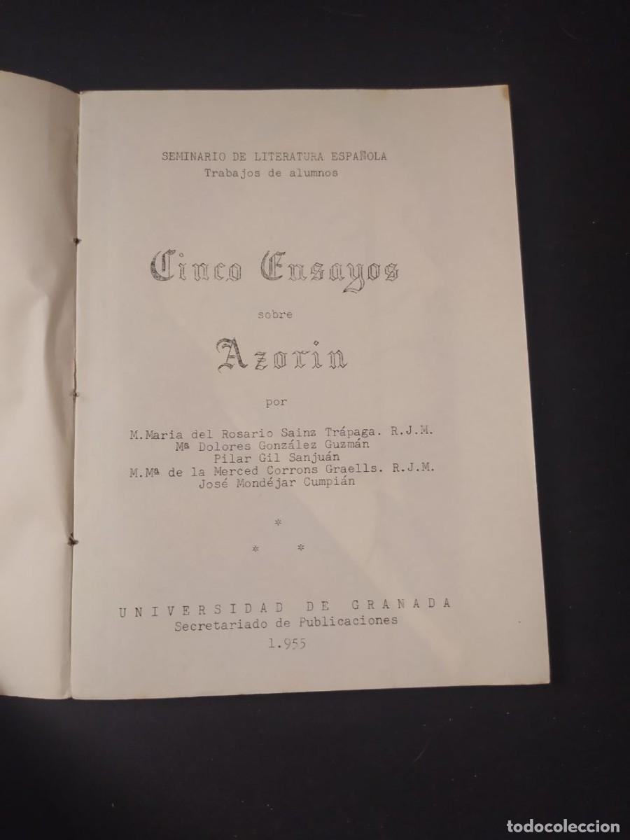 Libros de segunda mano: CINCO ENSAYOS SOBRE AZORIN. UNIVERSIDAD DE GRANADA. 1955. - Foto 2