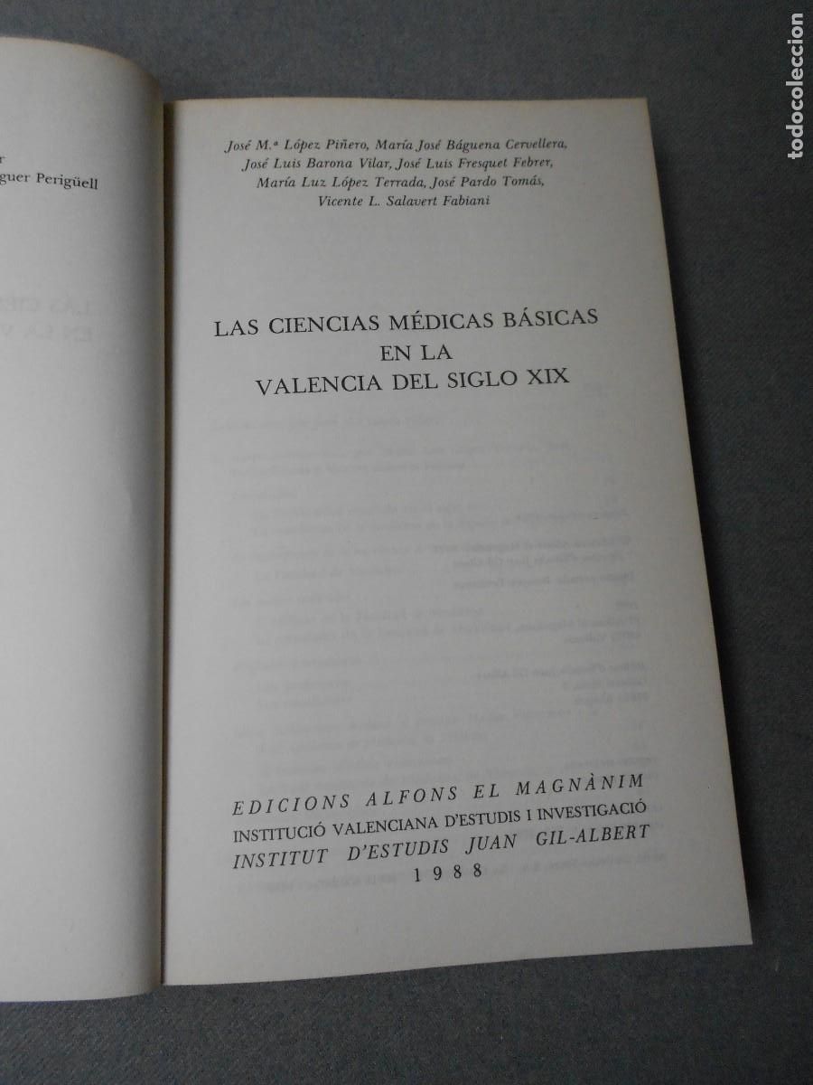 Libros de segunda mano: LAS CIENCIAS MEDICAS BASICAS EN LA VALENCIA DEL SIGLO XIX - Foto 2