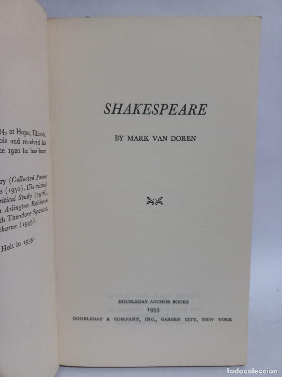 Libros de segunda mano: Mark Van Doren - Shakespeare - Primera edici&oacute;n - 1953 - Foto 3