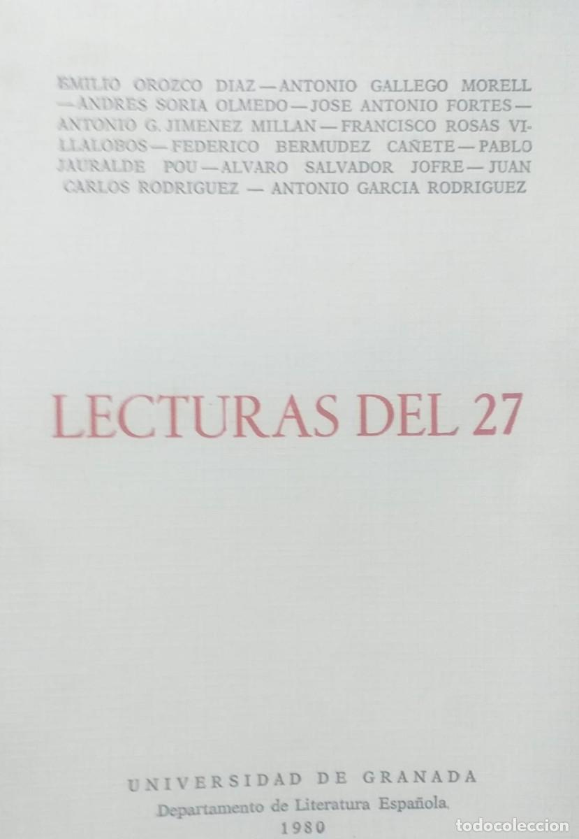 Libros de segunda mano: LECTURAS DEL 27 &ndash; VV.AA. &ndash; UNIVERSIDAD DE GRANADA - Foto 1
