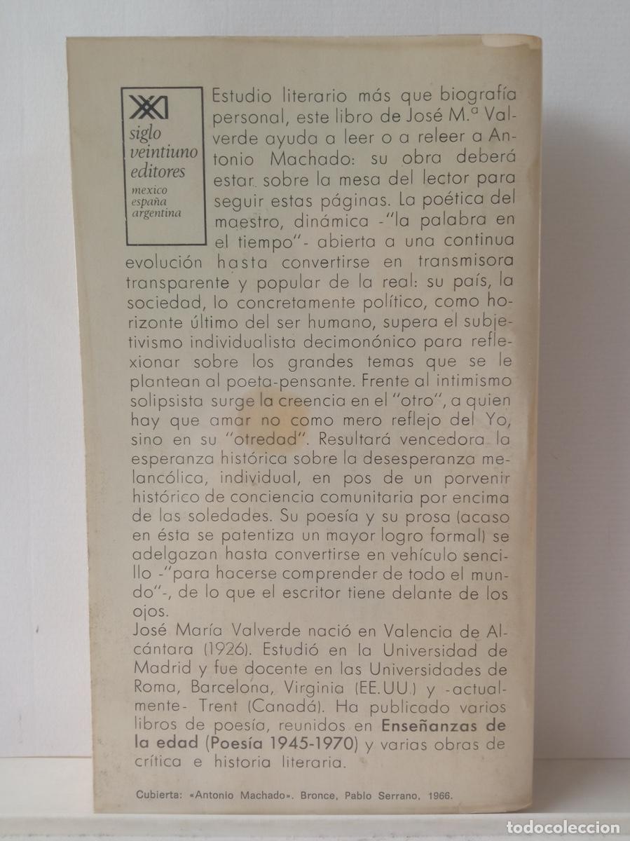 Libros de segunda mano: ANTONIO MACHADO, Jos&eacute; Mar&iacute;a Valverde - Foto 2
