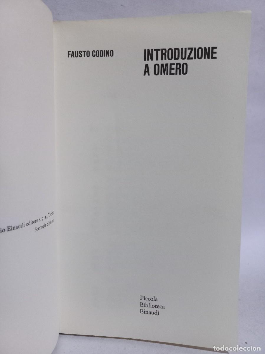 Libros de segunda mano: Fausto Codino - Introduzione a Omero - 1968 - Foto 3