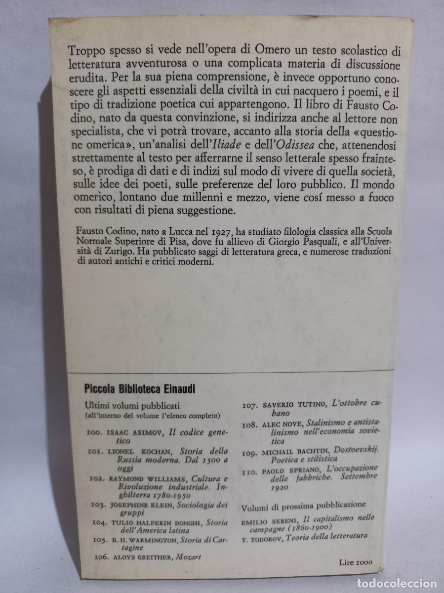 Libros de segunda mano: Fausto Codino - Introduzione a Omero - 1968 - Foto 4
