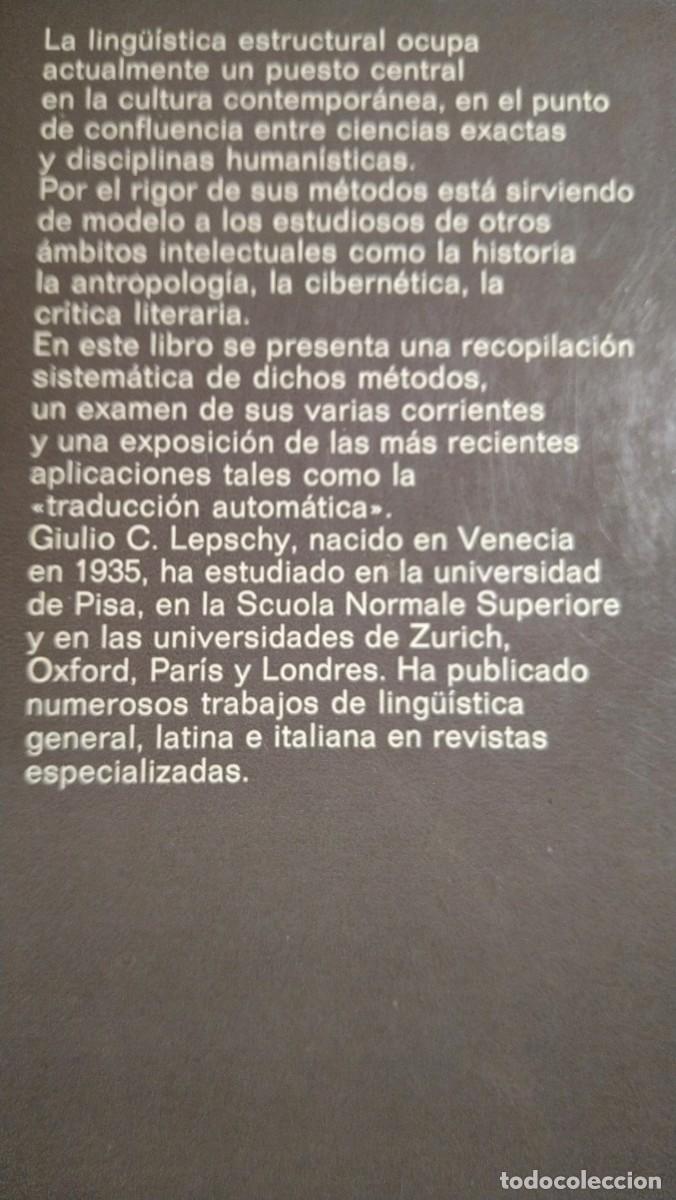Libros de segunda mano: LA LINGUISTICA ESTRUCTURAL - GIULIO C. LEPSCHY - Foto 2