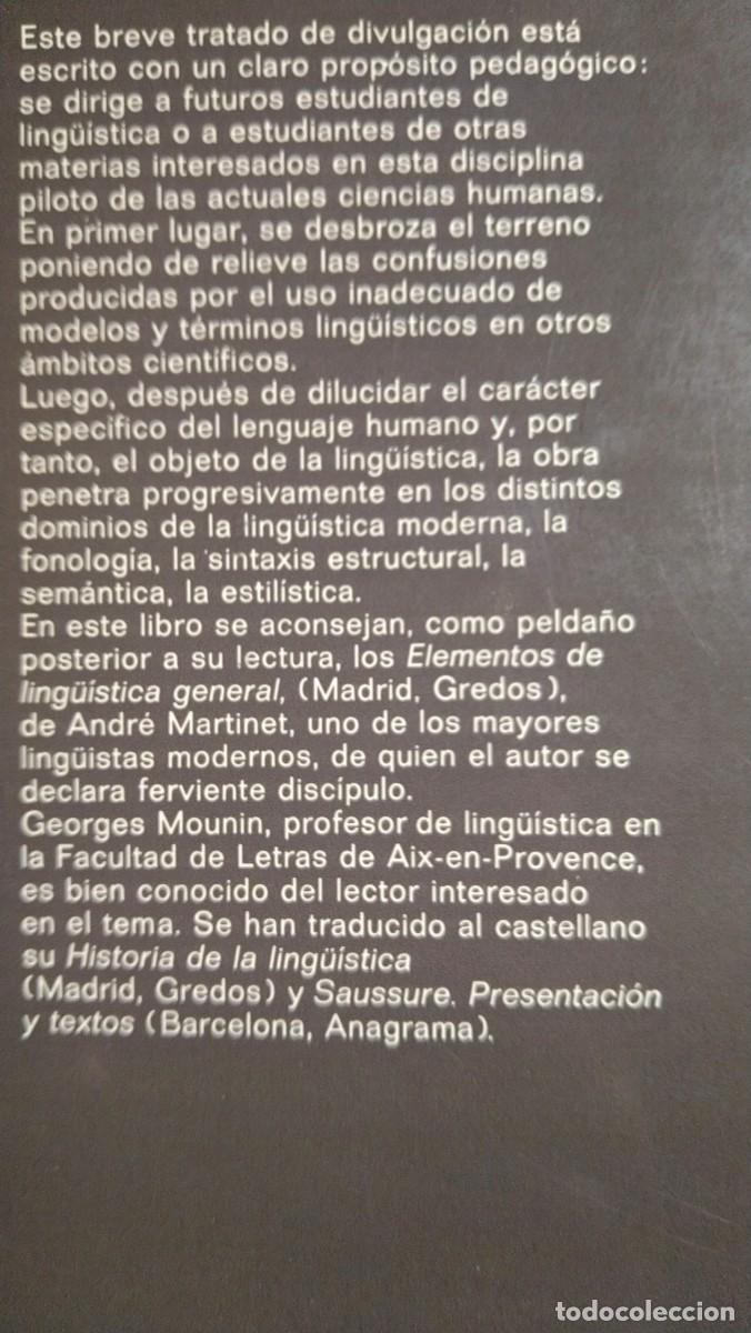 Libros de segunda mano: CLAVES PARA LA LINGUISTICA - GEORGES MOUNIN - Foto 2