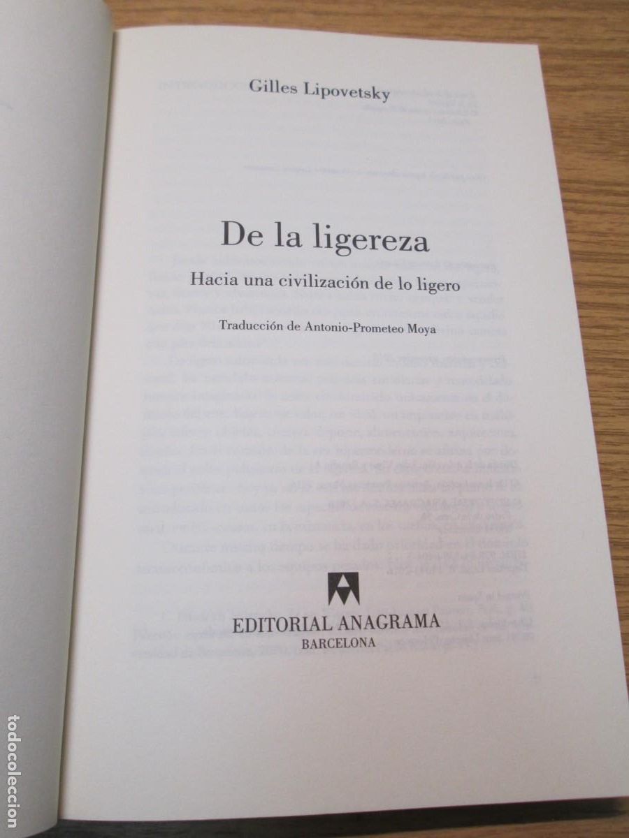 Libros de segunda mano: GILLES LIPOVETSKY. DE LA LIGEREZA. EDITORIAL ANAGRAMA 2016 - Foto 4