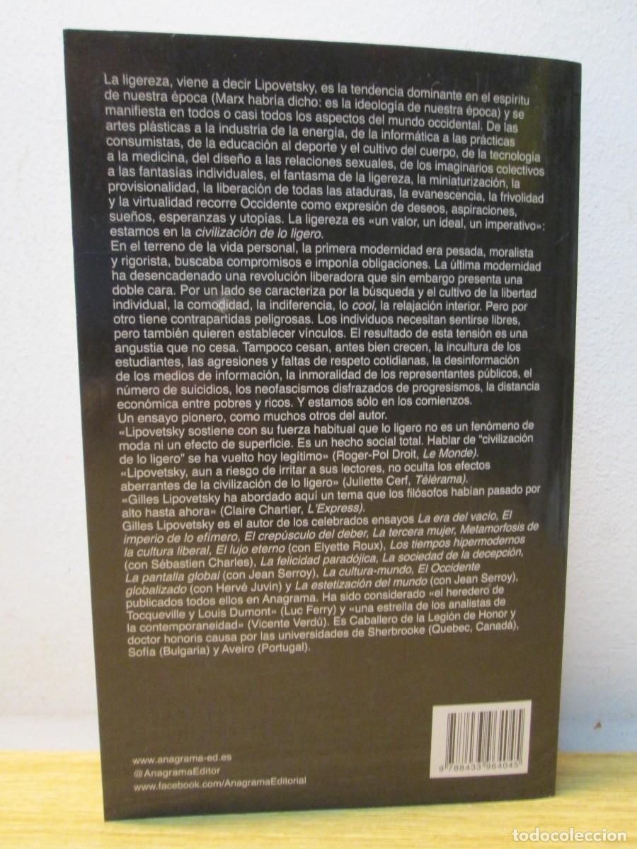 Libros de segunda mano: GILLES LIPOVETSKY. DE LA LIGEREZA. EDITORIAL ANAGRAMA 2016 - Foto 13