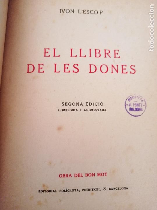 Libros de segunda mano: El llibre de les dones - Ivon LEscop - 1925 - Foto 2