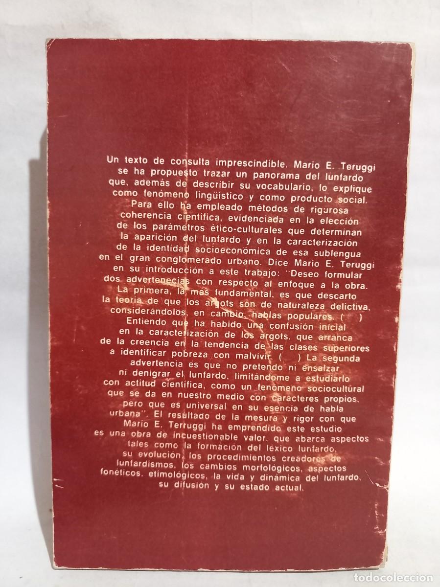 Libros de segunda mano: Mario E. Teruggi - Panorama del Lunfardo - Primera edici&oacute;n - 1979 - Foto 4