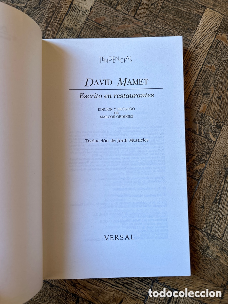 Libros de segunda mano: Escrito en restaurantes - David Mamet - Versal (1991) - Foto 3