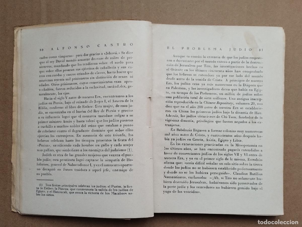 Libros de segunda mano: Alfonso Castro. El Problema Judio. Ediciones Rubi&ntilde;os - Foto 3