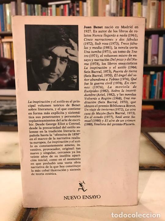 Libros de segunda mano: La inspiraci&oacute;n y el estilo. Juan Benet. - Foto 2