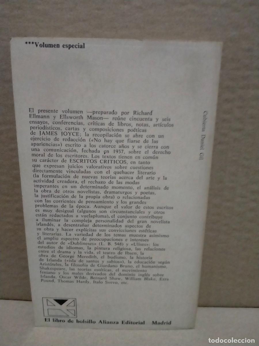Libros de segunda mano: JAMES JOYCE. ESCRITOS CR&Iacute;TICOS .ALIANZA - Foto 4