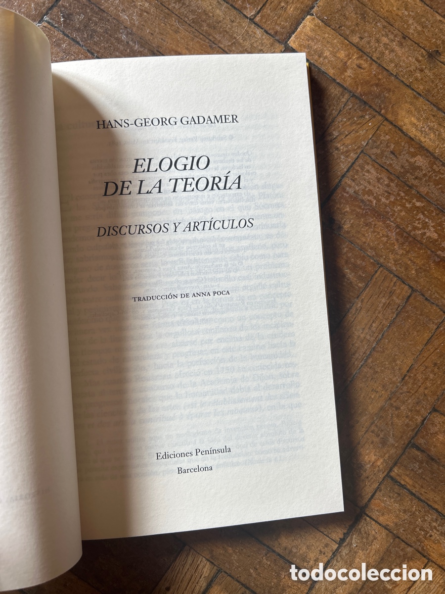 Libros de segunda mano: Elogio de la teor&iacute;a - Hans Georg Gadamer - Pen&iacute;nsula (2000) - Foto 3