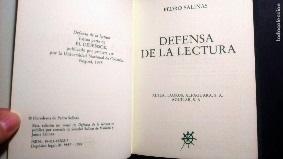 Libros de segunda mano: DEFENSA DE LA LECTURA - PEDRO SALINAS - Foto 2