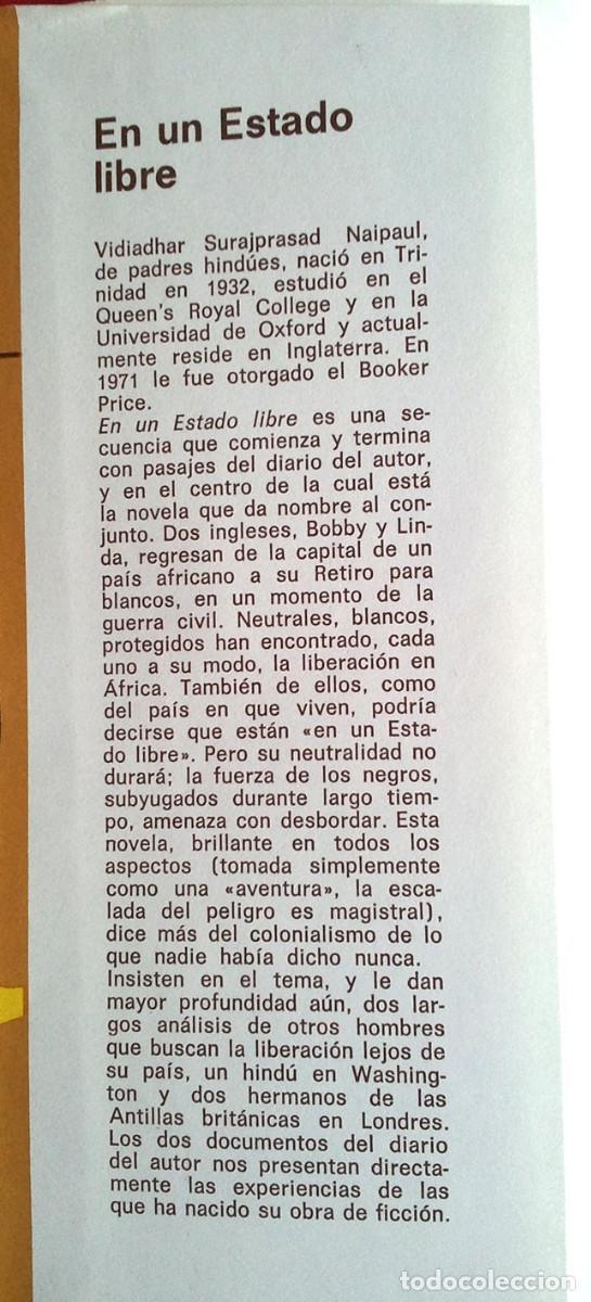 Libros de segunda mano: En un estado libre. V. S. Naipaul. 1976 - Foto 2