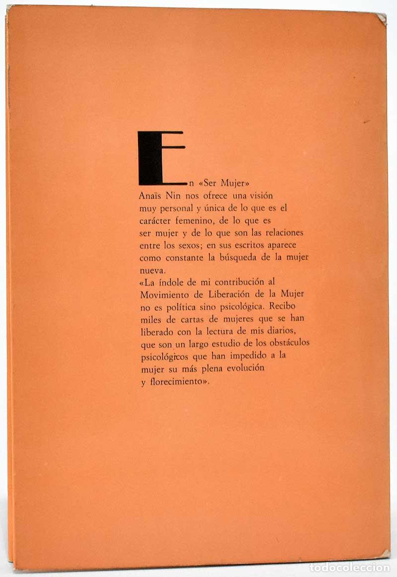 Libros de segunda mano: Ser mujer - Ana&iuml;s Nin - Foto 2